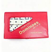 Double Six Dominoes Set, 28 Ivory Dominoes, Classic Tabletop Board Game, With Storage Box - Black and White - View 13