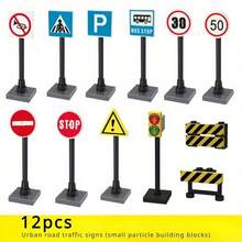 1pc MARUMINE Mini Traffic Sign & Traffic Light Model Set, Road Signal Building Block Accessories, Street Scene Diorama Parts, Pretend Play Educational Toy, Desktop Scene Decor & Gift - Multicolor - View 2
