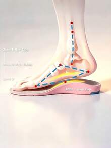 1Pair Woman Arch Support Insoles, High-Elasticity Shock-Absorbing Insoles, Comfortable AndSnug Fit, Suitable For High Heels, Sneakers, And Daily Wear - Light Grey - View 3