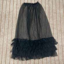 1pc Bridal Train Layered/Cake Skirt, Black Sheer Elastic Waist Long Detachable Tulle Ballgown Skirt, Skirt Length 100cm - Multicolor - View 7