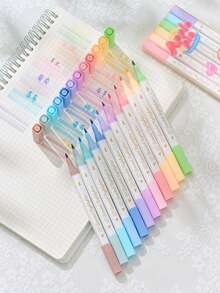12/6pcs Dual Soft Tip Fruit Scented Fluorescent Markers, Multi-Color ...