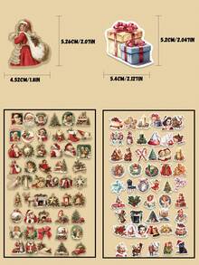 100pcs Retro Christmas PVC Stickers-Perfect For Diaries, Notebooks, Scrapbooks, Photo Albums, And More. These Cool, Artistic Stickers Are Ideal For Parties, Giveaways, Rewards, And Holiday Gifts. - A - View 3