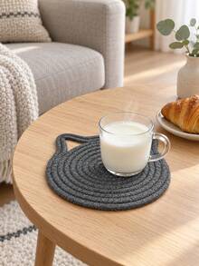 1pc Cotton Rope Woven Cat-Shaped Placemat, Creative Cat Ear Pot Holder Heat Resistant Mat, Hanging Table Mat And Coaster, Suitable For Kitchen, Wedding, Party, Birthday, Christmas, Housewarming And Gift Decoration - View 4