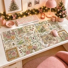 1pc Vintage Botanical Animal Patchwork Desk Mat, Multi-Purpose Makeup Nail Art Table Pad, Large Non Slip Desktop Protector S/M/L/XL - View 5