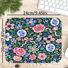1pc Dark Green Vintage Floral Bow Desk Mat, Multi-Purpose Makeup Nail Art Table Pad, Large Non Slip Desktop Protector S/M/L/XL - View 8