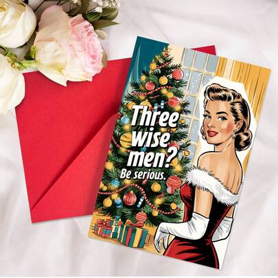 1pc Vintage Style Christmas Greeting Cards With Envelopes, Featuring Festive Christmas Tree Design, Perfect For Father, Mother, Son, Daughter, Grandson, Granddaughter And Family. Made Of Paper Material, Ideal Holiday Gift