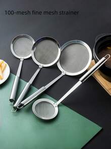 1/4pcs 304 Stainless Steel Filter Mesh, Wide Edge 100 Mesh Ultra Fine Home Juice Strainer, Filter Screen, Oil Residue Separator, Kitchen Colander - Multicolor - View 2