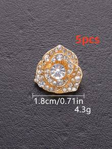 5pcs Multi Tone Rose Rhinestone Sew-On Buttons, Luxury Floral Crystal Hand Sew Buttons For Jacket, Formal Dress DIY Accessories - Multicolor - View 13