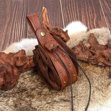 Set Aksesori Kostum Viking Abad Pertengahan: Korset Kulit PU dengan Tali Pengikat, Tas Pinggang, Dompet Koin Serut, Klip Rok untuk Pameran Renaissance. - A - View 7