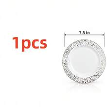 10/20/25pcs (7.5 Inch/10.25 Inch) White Base Silver Rim Plates, Multiple Sizes Available, Kitchen Tableware, High-Quality Appetizer Plates, Easy To Clean And Reusable, Suitable For Serving Dishes, Fruits, Salads, Desserts, Appetizers, Perfect For Weddings, Picnics, Gatherings, Birthdays, Parties, Holiday Celebrations And Thanksgiving, Christmas, Easter, Halloween - White - View 15