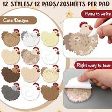 4/8/12pcs Bulk Chicken Sticky Notes, Cute Chicken-Shaped Self-Adhesive ...