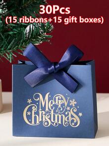 30pcs Christmas Gift Box Set With Ribbon, Merry Christmas Gift Packaging Box, Merry Christmas & Snowman Pattern, Christmas Party Gift Box, Christmas Decoration, Home Christmas Decor, Winter Decoration - View 17