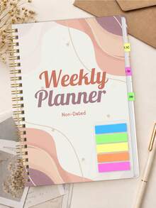 1pc A5 Non-Dated Weekly Planner, Abstract Boho Spiral Organizer With Weekly Goals, To-Do List & Habit Tracker, Office Desk Accessories, Christmas Gifts, Bible Study Materials - A5 - View 10