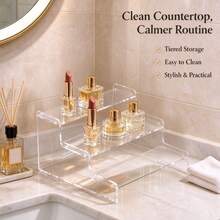 1pc Luxury Transparent Acrylic Multi-Tier Perfume Display Stand, Home Decor | Room Beauty Storage Display Rack, Home Decor. Suitable For Organizing And Storing Kitchen Accessories. - Clear - View 2