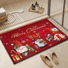 1pc Kitchen Mat, Soft Faux Cashmere Material Floor Mat, Christmas Pattern Kitchen Rug, Bathroom Door Non-Slip Mat, Entrance Door Decorative Mat, Bedroom Door Non-Slip Mat, Suitable For Multiple Scenes Non-Slip Mat, Room Decoration, Holiday Gift - Multicolor - View 6