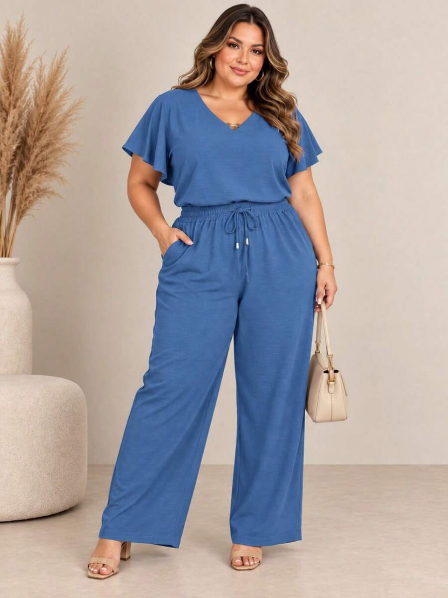 CONJUNTO PLUS SIZE CALÇA FORRADA / BLUSA FIVELA NA GOLA