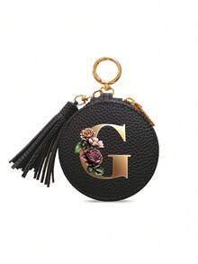 Unisex Multi-Functional Key Pouch, Earphone Bag, Data Cable Organizer, With Gold 26 Letters A-Z Pattern, Zipper Key Storage Bag, Floral Pattern Design, PU Faux Leather Organizer Bag, Zipper Pouch, Car Key Storage Bag, Car Key Chain, Portable Compact Key Pouch, Minimalist Design, Travel Accessory, Elegant Jewelry, Suitable For Home, Office, Travel, Car, Suitable For Men And Women, Ideal Gift For Friends, Family, Mother's Day - Multicolor - View 19
