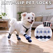Dog Anti-Slip Pet Socks With Straps To Prevent Slipping, Indoor Paw Protection To Prevent Floor Scratching, Soft And Skin-Friendly, Home Pet Foot Covers - Blue - View 2
