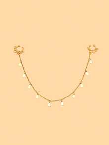 1pc Vintage Water Drop Tassel Ear-To-Nose Chain, Bohemian Non-Pierced Nose Chain, Exotic Wedding Party Face Accessory - Rhinestones - View 8