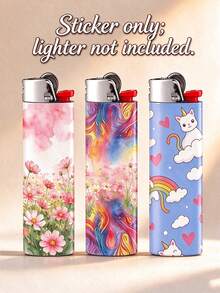 Custom Stickers (Lighter Not Included), Suitable For Pocket-Sized Device Modification. High-Definition Photo Material Printed On Soft Macaron Background. Customizable Personalized Text. Hand-Applied, Unique Tactile Feel. Perfect Gift - Multicolor - View 5