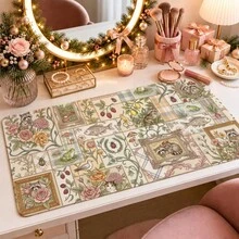 1pc Vintage Botanical Animal Patchwork Desk Mat, Multi-Purpose Makeup Nail Art Table Pad, Large Non Slip Desktop Protector S/M/L/XL - View 16