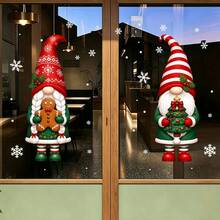 1/3Pcs Christmas Gnome Static Window Clings, Static Cling Reusable, Xmas Gnomes, Gingerbread Man, Christmas Tree & Wreath Print, For Home & Shop Window, Christmas Home Decor - Multicolor - View 1