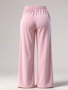 Women's Corduroy Wide Leg Pants, Long Straight Loose Soft Breathable, Running Fitness Sports Trousers, Spring And Autumn - Pink - View 5