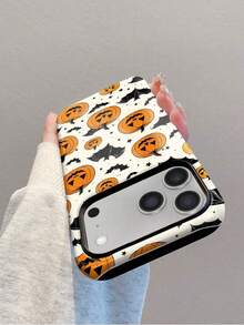 1pc Pink Black Stripe Pumpkin Bat 2-In-1 Film Phone Case,Compatible With IPhone 18 Pro Max 17 Pro Max 16 Pro Max 15 Pro Max 14 Pro Max & 11/12/13/14/15/16/17/18 Pro/Plus - Multicolor - View 4