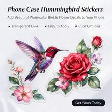 50 buah Stiker Burung Kolibri dan Bunga Cat Air, Stiker Burung dan Bunga PET Transparan, Paket Stiker Alam Botani Segar, Dekorasi DIY Tahan Air untuk Jurnal, Buku Catatan, Laptop, Ponsel, Scrapbook, Perencana, Hadiah Natal untuk Pecinta Stiker - MultiWarna - View 2