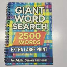 1pc A5 Word Search Notebook, Suitable For Adults, Seniors And Teenagers, Contains 2500 Words, Large Print Spiral Bound Puzzle Book, Brain Training Activity Planner - Blue - View 2