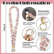 1pc-Floral Scrunchie Fabric Long Neck Lanyard, Anti-Lost Strap For Phone, ID Badge, Card Holder & Keys - C-multicolor - View 2