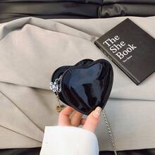 Laser Shiny Heart Mini Crossbody Bag, Sweet Chain Small Purse For Girls, Fashionable Shoulder Bag Accessory - A - View 14