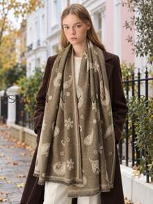 1pc Women's Paisley Pattern Elegant Elegant Soft Polyester Scarf For Autumn/Winter Daily Use - Khaki - View 3
