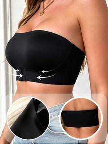 Áo ngực không gọng cài trước nâng đỡ cho nữ, áo bandeau nội y mùa hè, đồ lót mềm mại thoải mái - màu đen - Xem 6