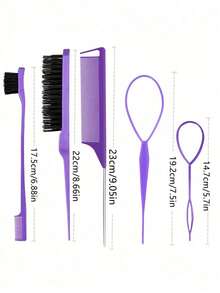 7pcs/1set Children's Cute Cartoon Square Comb & Spray Bottle Set, Cartoon Eiffel Tower Print Anti-Static Plastic Comb, Portable Pattern Hair Pin, High-Pressure Atomizing Spray Bottle, Suitable For Children, Normal Hair, Durable ABS Handle, Cute Square Design, Hair Styling Tool Set - Multicolor - View 4