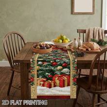 Set Of 2D Flat Printed Tablecloth, Polyester Tablecloth With Santa Claus And Christmas Patterns, Rectangular Dining Table Decoration, Suitable For Kitchen, Family, Holiday Gatherings, Dinner Parties, And Personal Decoration - 9 - View 6