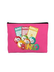 Bingo Letter Print Travel Toiletry Bag, Colorful Ribbon Decor, Cartoon Fun Multi-Function Canvas Bag, Charger Storage Bag, Travel Makeup Essentials Bag: Women's Travel Essentials Bag, Unisex Zipper Bag, Lightweight Travel - Multicolor - View 12