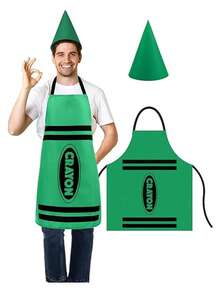 2pcs Adult Colorful Crayon Costume Set: Apron & Cone Hat - Creative Colorful Dress Up For Christmas Parties, Cosplay, Teacher Dress Up & Group Themes - Durable Fabric, Adjustable Size, Fun Party Costume Gift For Men, Women And Friends - Multicolor - View 19
