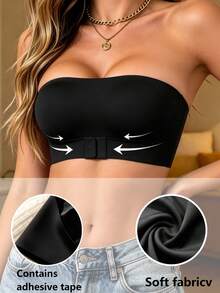 Áo ngực không gọng cài trước nâng đỡ cho nữ, áo bandeau nội y mùa hè, đồ lót mềm mại thoải mái - màu đen - Xem 5