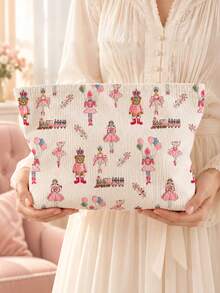 New Nutcracker Print Makeup Bag | French Print Travel Organizer Bag | Travel Essentials | Poolside Must-Have | Toiletry Bag | Pool Storage Bag | Mother's Day Gift | Teacher's Day Gift | Suitable For Moms, Teachers, Friends And Nurses | Home Essentials | Graduation Gift | Easy To Clean Design | Portable Makeup Bag - Multicolor - View 3