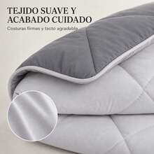 Edredón Reversible de Dos Caras, Colcha Acolchada Suave para Cama, Diseño Liso y Versátil, Ropa de Cama para Dormitorio, 180x240/220x240/240x260 cm - GRIS CLARO-OS - Ver 4