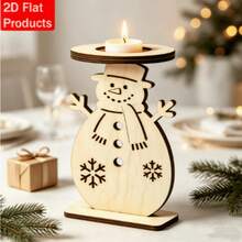 Wooden Christmas Snowman Bonfire Candle Holder, Christmas Holiday Tabletop Decor, Unfinished Natural Wood Blank, DIY Handmade Craft - H - View 7