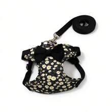 1 Set Dog Harness And Leash Set, Lightweight Breathable Mesh With Reflective Strips, Adjustable Buckle, Floral Pattern Dog Walking Gear, Cat And Dog Supplies, Suitable For Small Dogs - Black - View 8