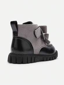 Balabala Baby Girls Fleece Lined Stable Walker Shoes Soft Warm Winter Infant Shoes - Gray and Black Tone - View 5