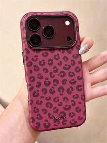 Vintage Leopard Print Cherry Red & Blue Matte Phone Case For IPhone 18 Pro Max 18 Pro 17 Pro Max 17 Pro 17 16 Pro Max 16 Pro 16 15 Pro Max 15 Pro 15 14 Pro Max 14 Pro 14 13 Pro Max 13 Pro 13 Luxury 2N1 Shockproof Back Cover - Cherry Red - View 3