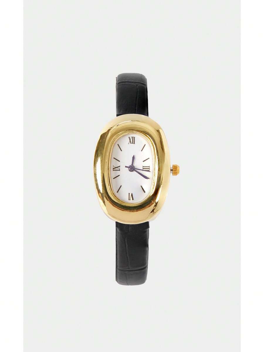 Noxbound 1pc Women's PU Leather Band Quartz Watch Round Dial Retro British Style Niche Timepiece - Multicolor - View 1