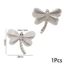 1Pc Stainless Steel Dragonfly Enamel Charm, Inlaid Rhinestone Insect Dangle Pendant For DIY Necklace Bracelet Jewelry Making - Pendants - View 7