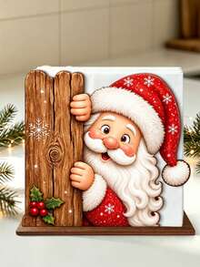 1pc Christmas Decoration Kitchen Paper Towel Holder - Desktop Tabletop Roll Holder (Combines Display And Storage Functions), Fun Santa Claus Design, Suitable For Kitchen, Bathroom, Living Room And Dining Room, Decorative Ornament - Multicolor - View 2