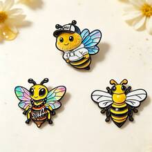 1/3 قطع شارة معدنية من سلسلة UV New Bee بتصميم كرتوني حيواني لطيف وواقعي، بروش إكسسوار لحقيبة الظهر للطلاب، مناسبة للارتداء اليومي والهدايا - متعدد الألوان - مشاهدة 10