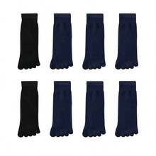 chuanwa(2) 4 Pairs Of Autumn And Winter Women's Solid Color Simple, Comfortable, Soft, Breathable Five Finger Socks Suitable For Daily Wear - Multicolor - View 12